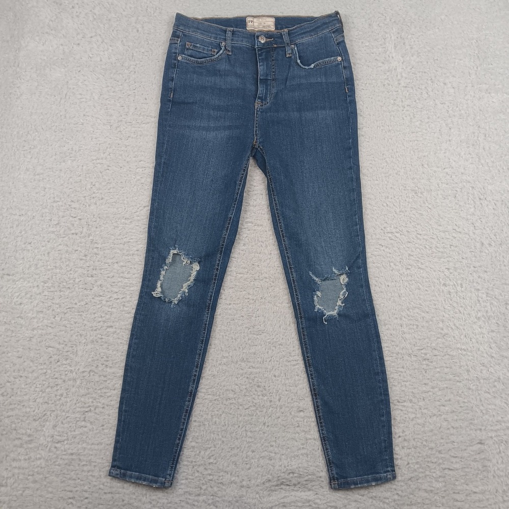 Free People Distressed Skinny Jeans Women 28 Blue High Rise Denim 61855-16515125